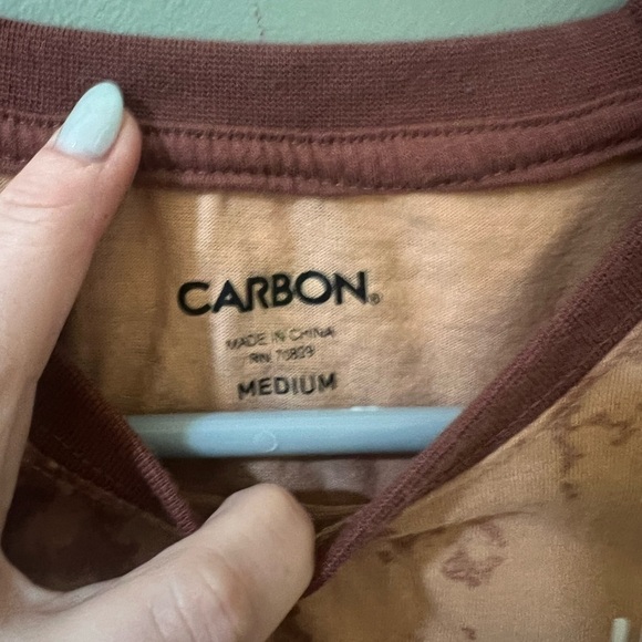 Carbon mens sleeveless tshirt, brownish red bleached pattern size Medium (M) - Picture 3 of 4